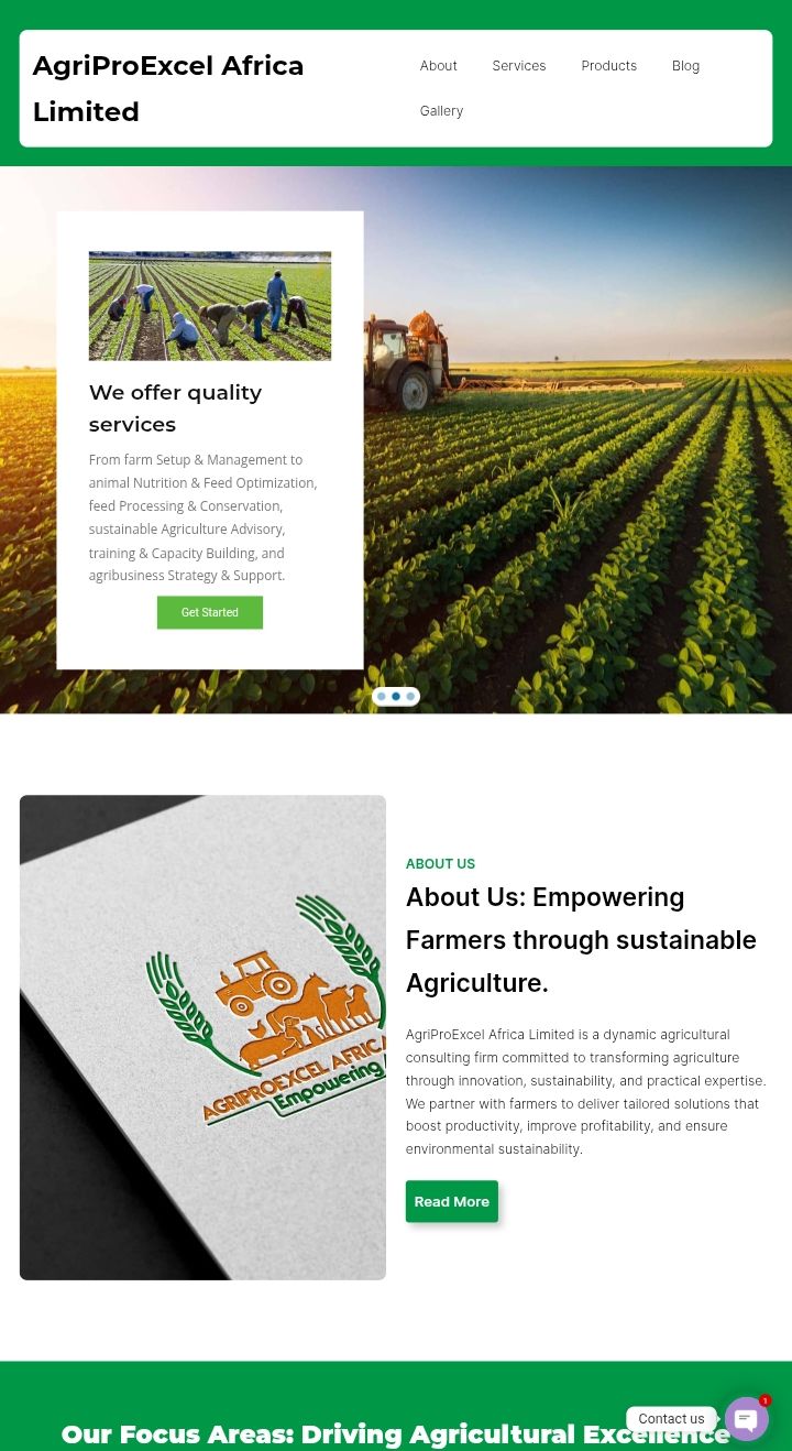AgriProExcel Africa website
