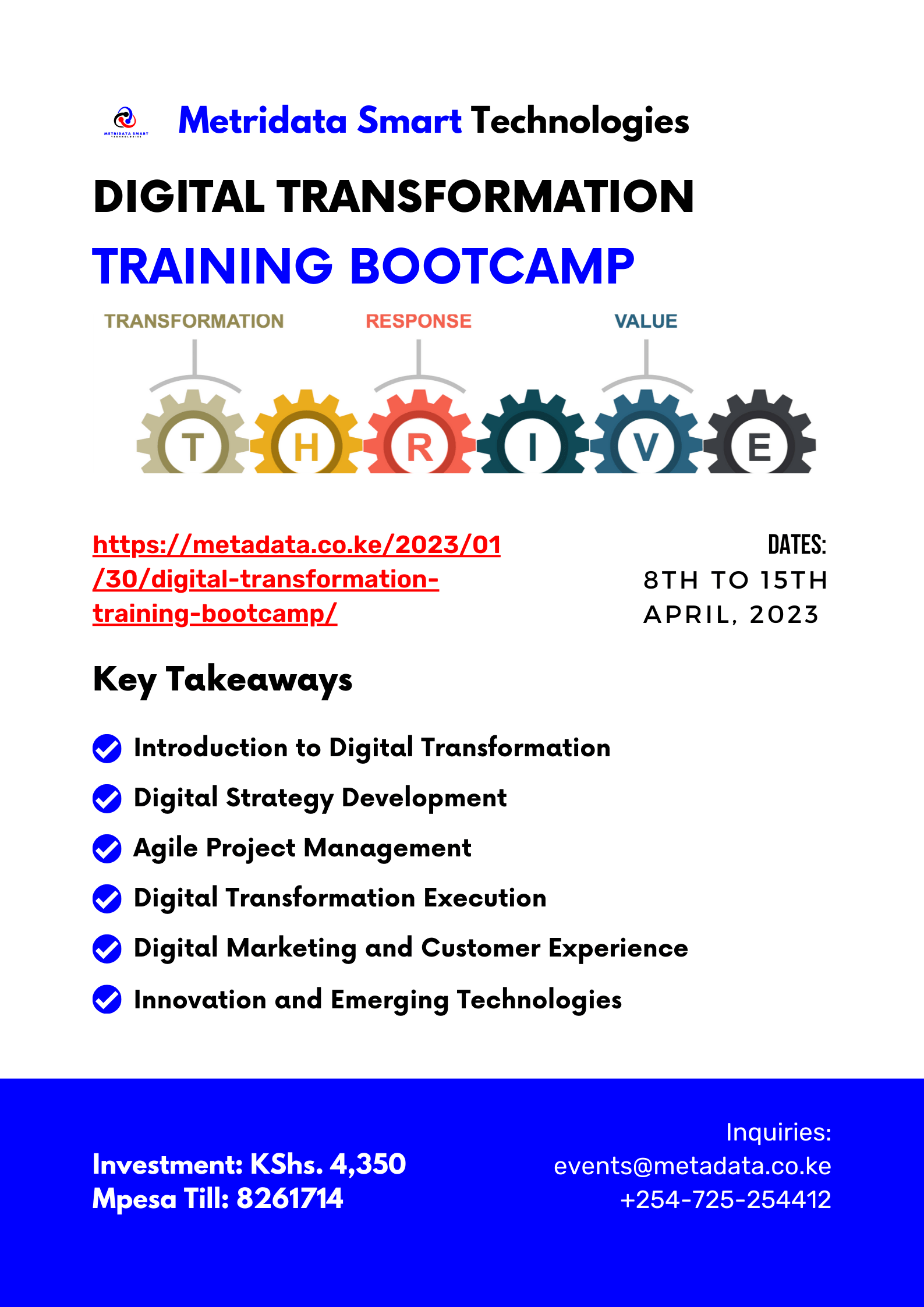 8th to 15th March Digital transformation training Bootcamp